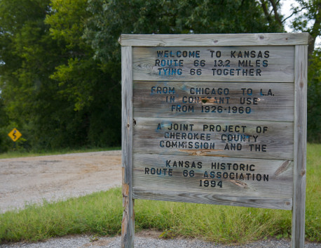 Welcome to Kansas sign on Route 66