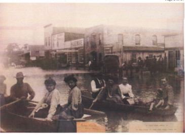 Boating on Cedar Point's Main Street during a flood